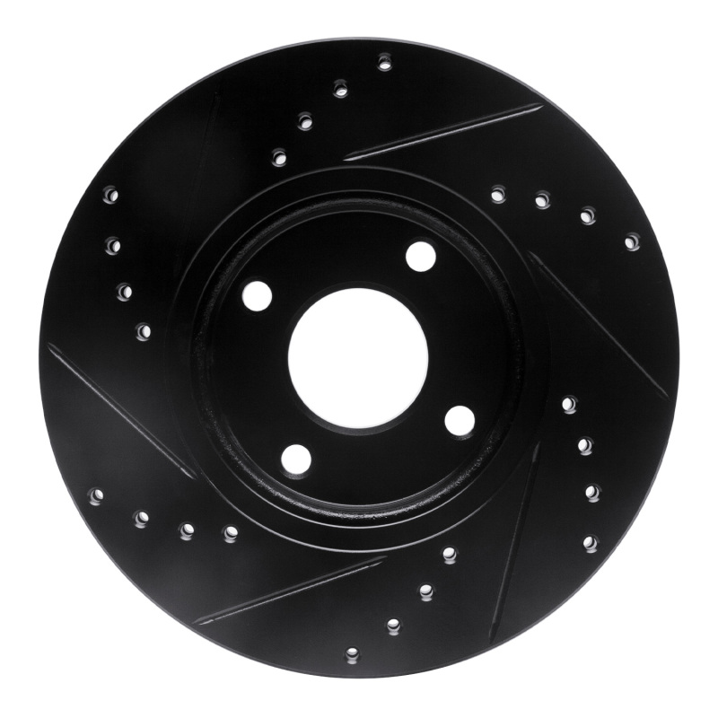 Ford Fiesta Brake Rotor (1) - Front Right - R1 Concepts - Drilled & Slotted - Black - `14-`23